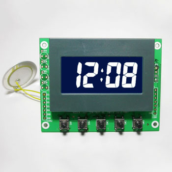 LCD diario Módulo Reloj despertador negativo con retroiluminación blanca