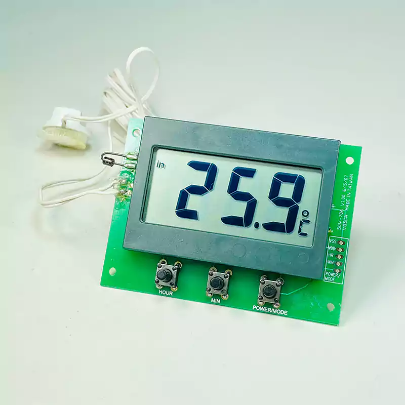 thermometer clock module with in/ex ternal sensors, 50W-T31DC, internal temperature mode