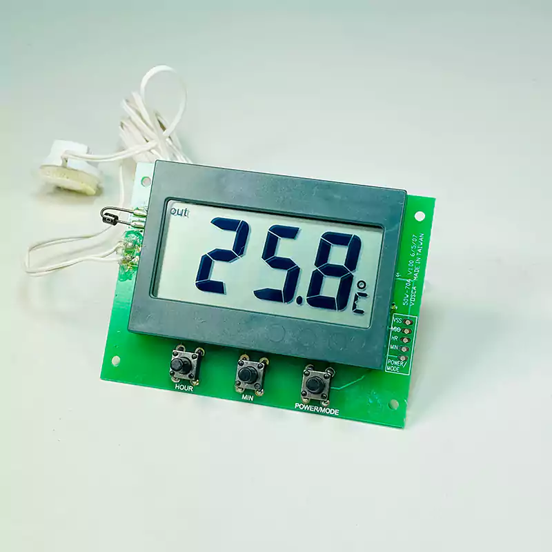 thermometer clock module with in/ex ternal sensors, 50W-T31DC, external temperature mode