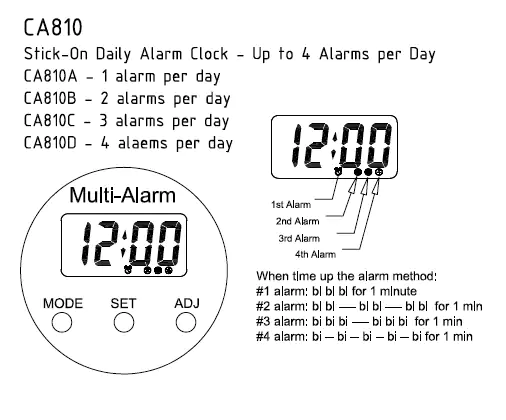Reloj multialarma diario CA810