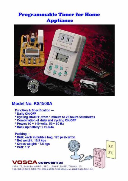 interruptor de tiempo de encendido/apagado de electrodom&#xE9;sticos, KS1500A