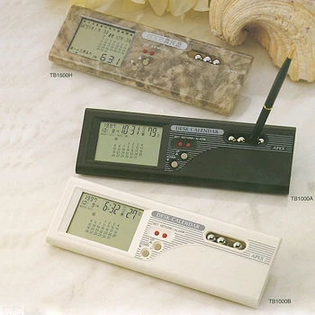 温度計＆ペンホルダー付カレンダー時計